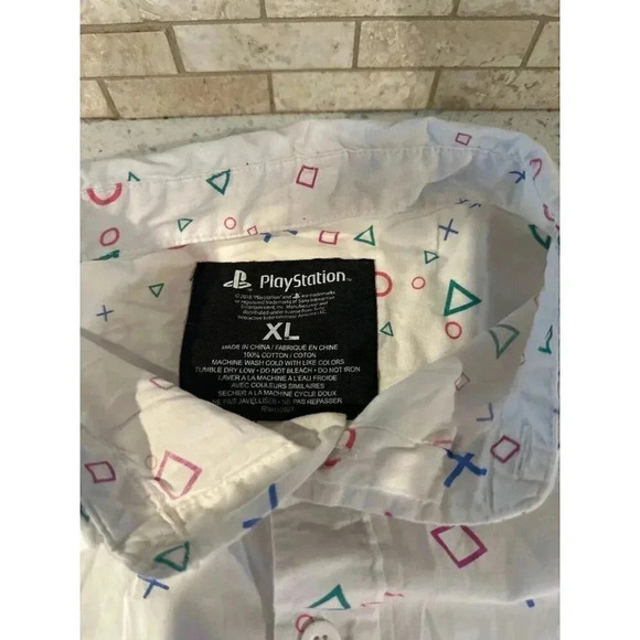 PlayStation Controller Symbols Short Sleeve Button Shirt Video Gamer Sony b39 - Picture 3 of 4